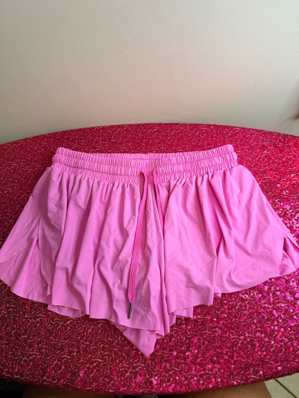 Pink Layered Drawcord Skort for Women